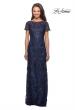 Picture of: Long Lace Dress with Rhinestones and Short Sleeves in Navy, Style: 26405, Main Picture