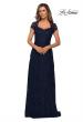Picture of: Cap Sleeve Floral Gown with Sweetheart Neckline in Navy, Style: 27951, Main Picture