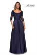 Picture of: Three Quarter Sleeve Gown with Lace Sheer Back in Navy, Style: 27988, Main Picture
