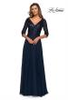 Picture of: Long Chiffon Evening Gown with Sequined Bodice in Navy, Style: 27998, Main Picture