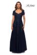Picture of: A-line Lace and Tulle Evening Dress with Beading in Navy, Style: 28037, Main Picture