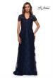 Picture of: Long Lace Evening Dress with Scallop Detailing and Rhinestones in Navy, Style: 28195, Main Picture