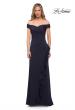 Picture of: Off the Shoulder Jersey Evening Gown with Ruffle Skirt Detail in Navy, Main Picture