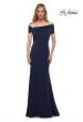 Picture of: Simply Chic Off the Shoulder Jersey Gown in Navy, Main Picture