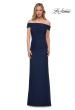 Picture of: Ruched Off the Shoulder Net Jersey Evening Dress in Navy, Main Picture