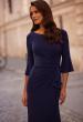 Picture of: Simple Evening Dress with Three Quarter Bell Sleeve and High Neckline in Navy, Style: 29999, Main Picture