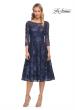 Picture of: Beautiful Lace Tea Length Gown with Three-Quarter Sleeves in Blue, Style: 30005, Main Picture