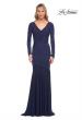 Picture of: Ruched Jersey Evening Gown with Long Sleeves in Blue, Style: 30010, Main Picture