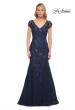 Picture of: Lace and Tulle Mermaid Gown with Cap Sleeves in Blue, Style: 30269, Main Picture