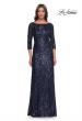 Picture of: Print Sequin Gown with High Neckline and Sleeves in Navy, Style: 30807, Main Picture