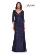 Picture of: Long Sequin Gown with Ruching and Draped Skirt in Navy, Style: 30879, Main Picture