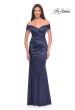 Picture of: Off the Shoulder Stretch Satin Evening Dress in Navy, Style: 31621, Main Picture