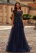 Picture of: Gorgeous Gown with Beaded Lace Applique in Navy, Style: 31692, Main Picture
