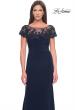 Picture of: Chic Jersey and Lace Evening Dress with Short Sleeves in Navy, Style: 31805, Main Picture