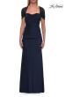 Picture of: Elegant Long Evening Dress with Ruching and Short Sleeves in Navy, Style: 33153, Main Picture