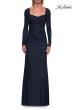 Picture of: Long Sleeve Rhinestone Jersey Gown with Sweetheart Neckline in Navy, Style: 33642, Main Picture