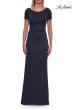 Picture of: Short Sleeve Embellished Shoulder Evening Gown in Navy, Style: 33693, Main Picture
