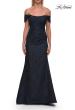 Picture of: Off-the-Shoulder Jacquard Evening Gown in Navy, Style: 33711, Main Picture