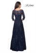 Picture of: Long Lace A-line Three Quarter Sleeve Gown in Navy, Style: 28053, Detail Picture 8