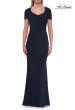 Picture of: Short Sleeve Jersey Gown with Sweetheart Neckline and Ruching in Navy, Style: 33146, Detail Picture 8