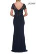 Picture of: Beaded Lace Illusion Bodice Evening Gown in Navy, Style: 33332, Detail Picture 8