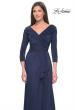 Picture of: Ruched Long Dress with Ruffle Skirt Detail and Sleeves in Navy, Style: 30845, Detail Picture 9