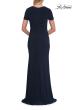 Picture of: Short Sleeve Jersey Gown with Sweetheart Neckline and Ruching in Navy, Style: 33146, Detail Picture 9