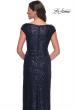 Picture of: Sequin Evening Dress with Ruching and V Neckline in Navy, Style: 30865, Detail Picture 12