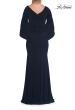 Picture of: Draped Cape Sleeve Jersey Gown with Ruched Bodice in Navy, Style: 33148, Detail Picture 13