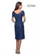 Picture of: Short Sleeve Knee Length Lace Dress with V-Neck in Navy, Style: 25522, Back Picture