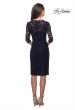 Picture of: Knee Length Lace Dress with Rhinestone Detailing in Navy, Style: 25527, Back Picture