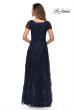 Picture of: Sequin Lace A-line Gown with Sheer Short Sleeves in Navy, Style: 27837, Back Picture