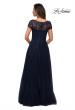Picture of: Beaded Lace Rhinestone A-line Evening Gown in Navy, Style: 27920, Back Picture