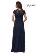 Picture of: Cap Sleeve Floral Gown with Sweetheart Neckline in Navy, Style: 27951, Back Picture