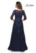 Picture of: Three Quarter Sleeve A-line Dress with Lace and Beads in Navy, Style: 28000, Back Picture