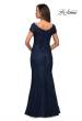 Picture of: Short Sleeve Lace Evening Dress with V Neckline in Navy, Style: 28099, Back Picture