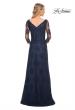 Picture of: Long Lace Gown with Illusion Sleeves in Navy, Style: 29219, Back Picture