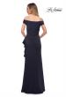 Picture of: Off the Shoulder Jersey Evening Gown with Ruffle Skirt Detail in Navy, Back Picture