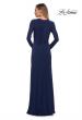 Picture of: Long Sleeve Jersey Dress with Criss-Criss Front Ruching in Navy, Back Picture