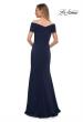 Picture of: Simply Chic Off the Shoulder Jersey Gown in Navy, Back Picture