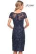 Picture of: Beautiful Short Dress with Illusion Top and Sleeve in Blue, Style: 29982, Back Picture