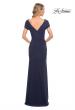 Picture of: Versatile Jersey Long Evening Dress with Short Sleeve in Blue, Style: 29998, Back Picture