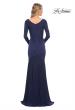 Picture of: Ruched Jersey Evening Gown with Long Sleeves in Blue, Style: 30010, Back Picture