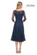 Picture of: Stylish Tea Length Mother of the Bride Dress with Sleeves in Blue, Style: 30016, Back Picture
