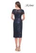 Picture of: Short Evening Dress with Intricate Beaded Sequin Design in Navy, Style: 30043, Back Picture