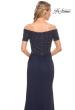 Picture of: Net Jersey Long Gown with Exquisite Beaded Design in Blue, Style: 30057, Back Picture