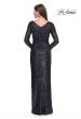 Picture of: Long Sleeve Sequin Evening Dress with Ruching in Navy, Style: 31698, Back Picture