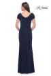Picture of: Long Jersey Evening Dress with Rhinestone Details in Navy, Style: 31773, Back Picture