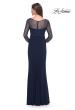 Picture of: Evening Gown with Illusion Rhinestone Sleeves in Navy, Style: 31777, Back Picture