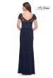 Picture of: Chic Jersey and Lace Evening Dress with Short Sleeves in Navy, Style: 31805, Back Picture